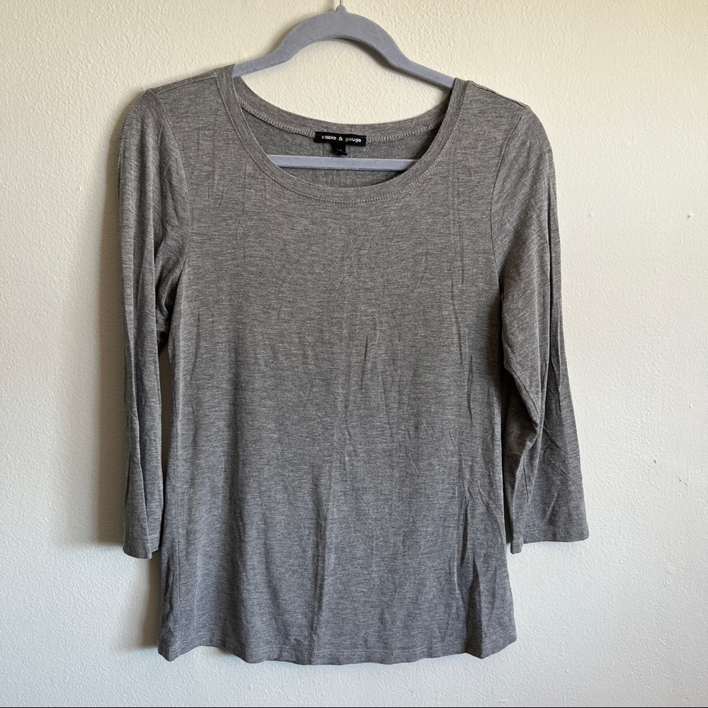 Cable & Gauge | Grey 3/4-Sleeved Top